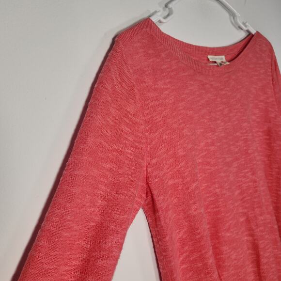 Eileen Fisher Organic Linen Cotton Blend Light Knit Sweater S Salmon Pink‎ Beach - Picture 5 of 7